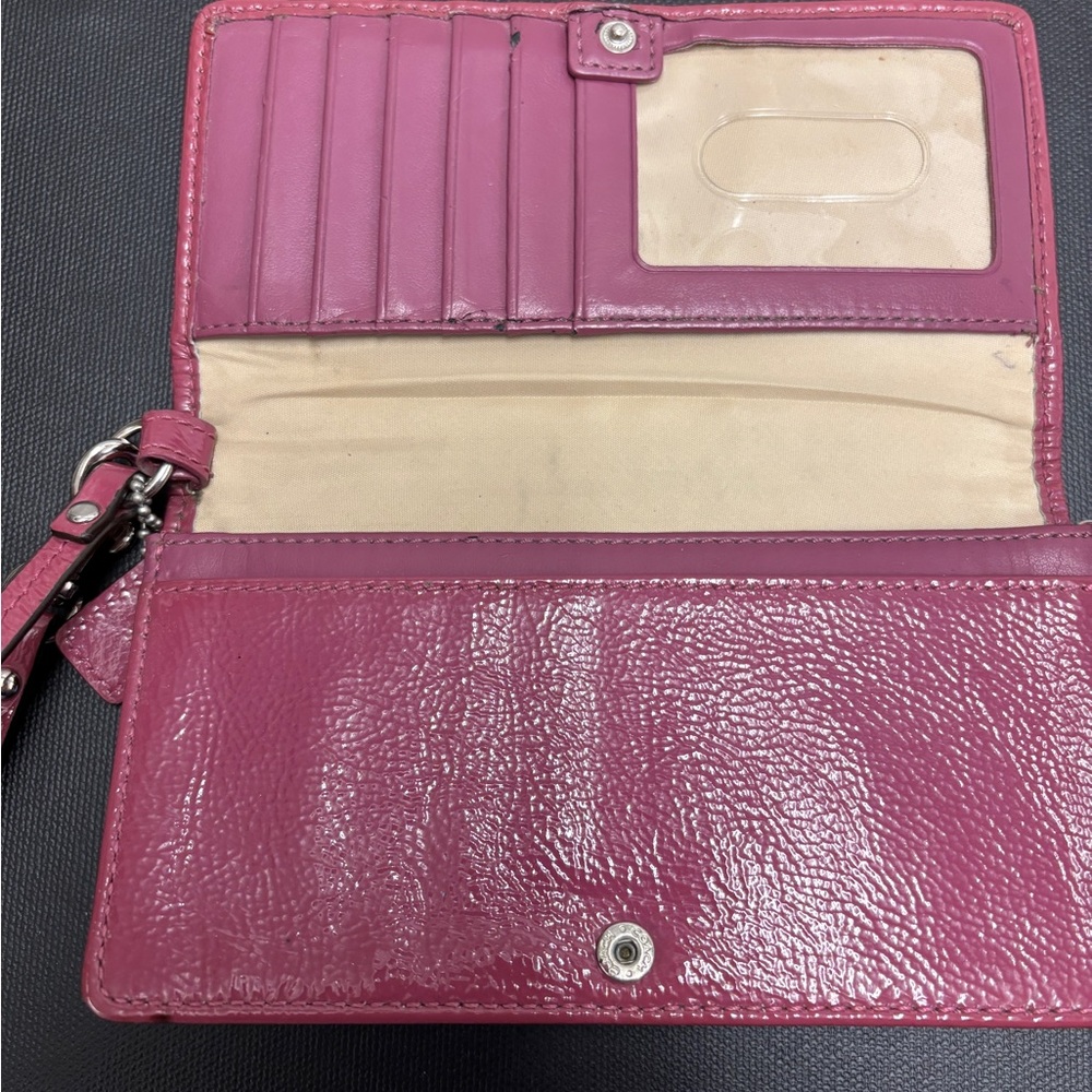 Coach Pink Patent Leather Signature Wristlet - Picture 2 of 6